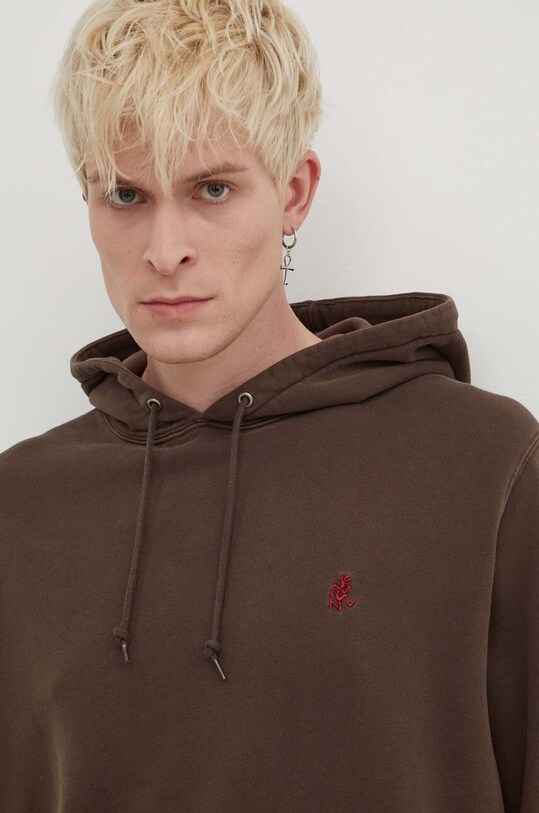 Bavlněná mikina Gramicci One Point Hooded Sweatshirt hnědá G303.FT