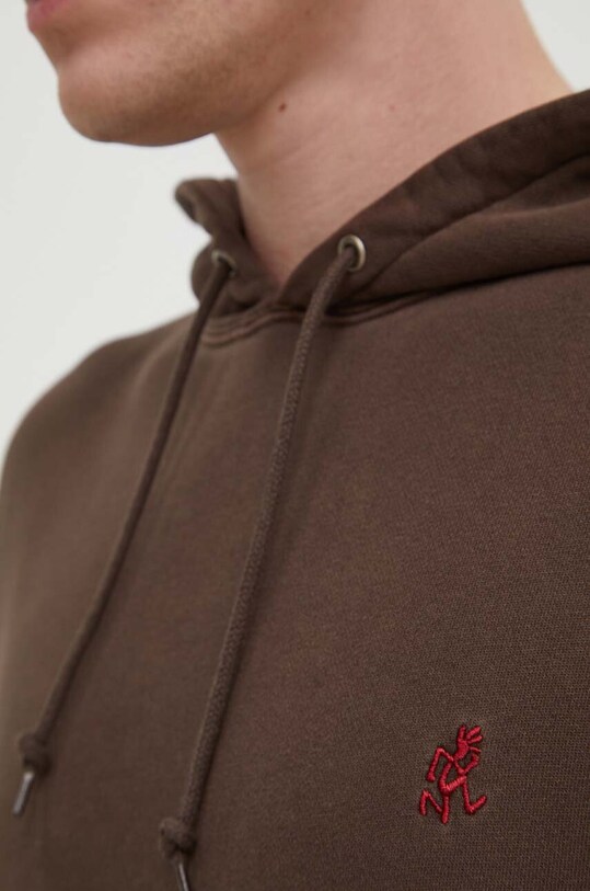 Bavlněná mikina Gramicci One Point Hooded Sweatshirt G303.FT hnědá