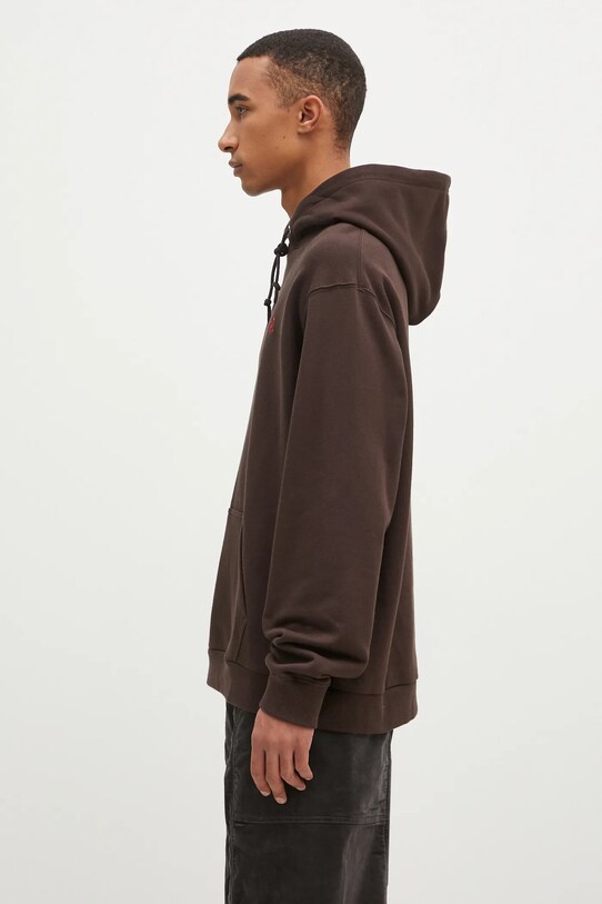 Bavlněná mikina Gramicci One Point Hooded Sweatshirt G303.FT hnědá AW24