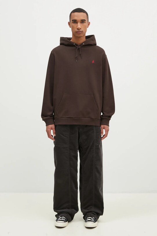 Gramicci bluza bawełniana One Point Hooded Sweatshirt G303.FT brązowy