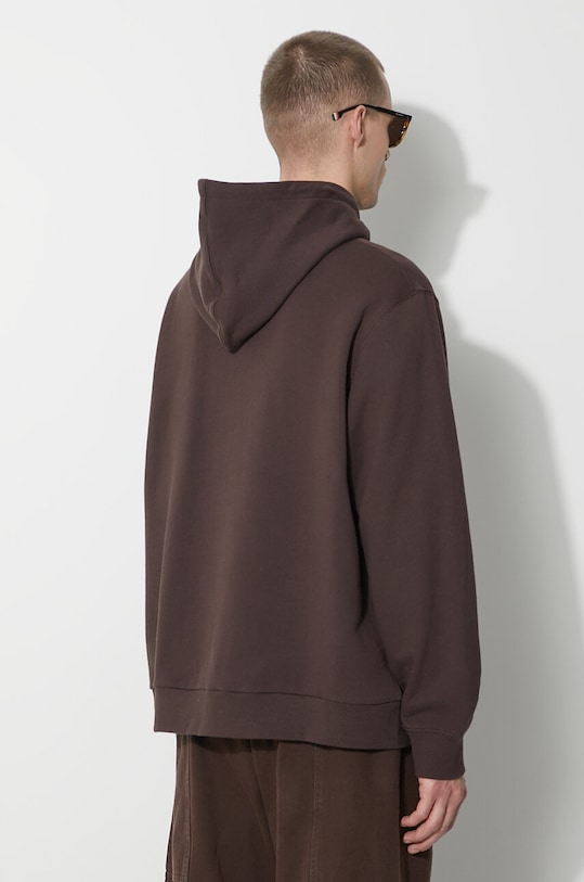 Βαμβακερή μπλούζα Gramicci One Point Hooded Sweatshirt G303.FT καφέ AW24