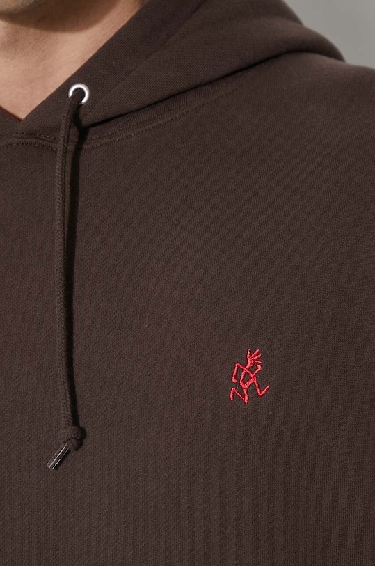 Βαμβακερή μπλούζα Gramicci One Point Hooded Sweatshirt G303.FT καφέ