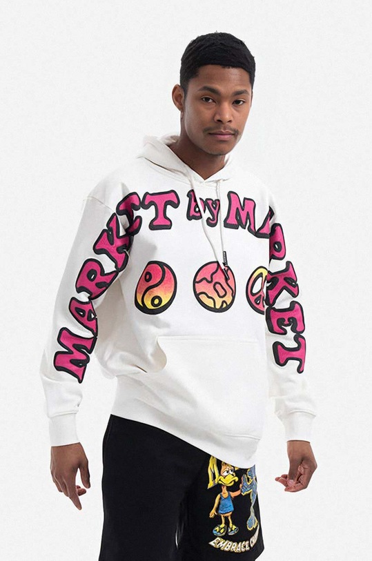 Bavlněná mikina Market potisk bílá 397000207