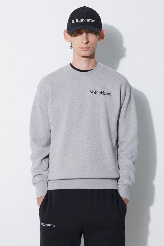 Pamučna dukserica Aries print siva COAR200009.GREY