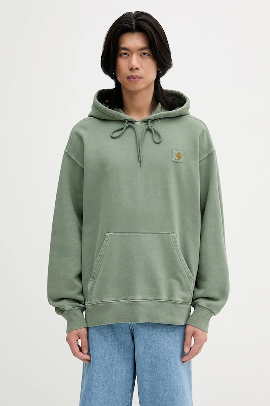 Carhartt WIP hanorac de bumbac Hooded Nelson Sweat bumbac verde I029963.1YFGD