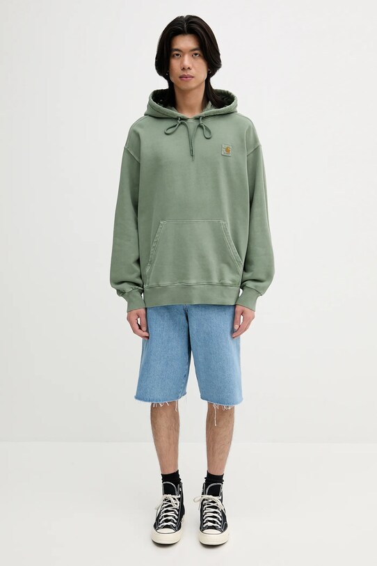 Carhartt WIP bluza bawełniana Hooded Nelson Sweat I029963.1YFGD zielony
