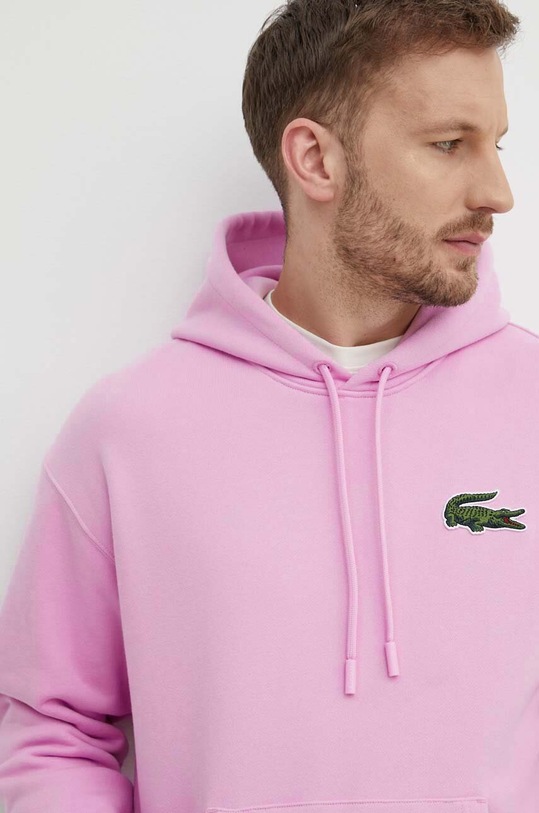 Lacoste hanorac de bumbac melanj roz SH6404