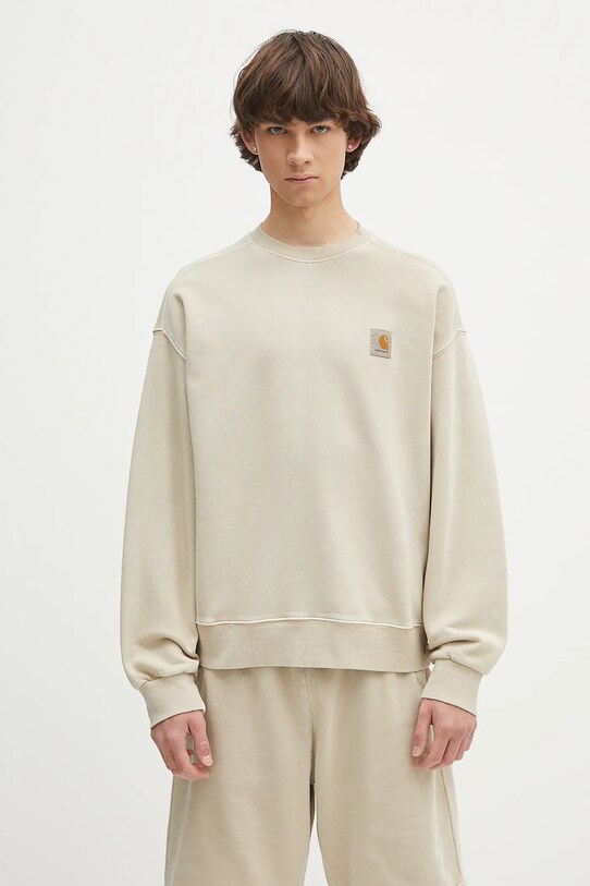 Хлопковая кофта Carhartt WIP Nelson Sweat гладкий бежевый I029957.2LPGD