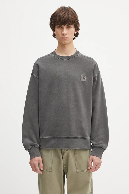 Бавовняна кофта Carhartt WIP Nelson Sweat гладкий сірий I029957.87GD