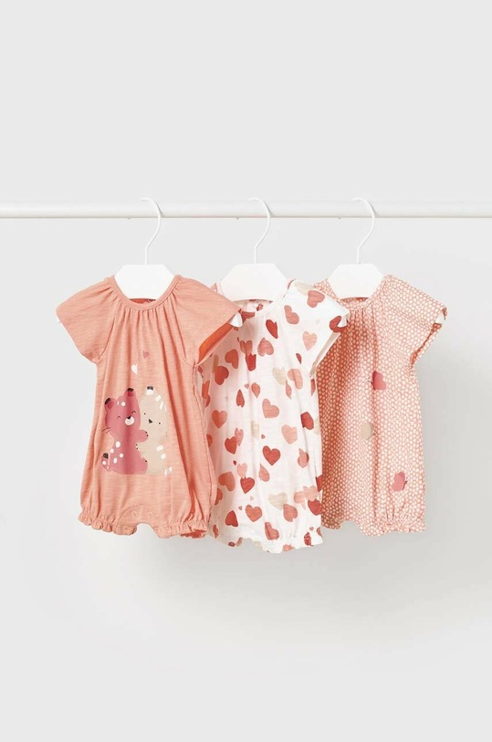 Detské bavlnené dupačky Mayoral Newborn 3-pak 1760.2V.NEWBORN oranžová SS23