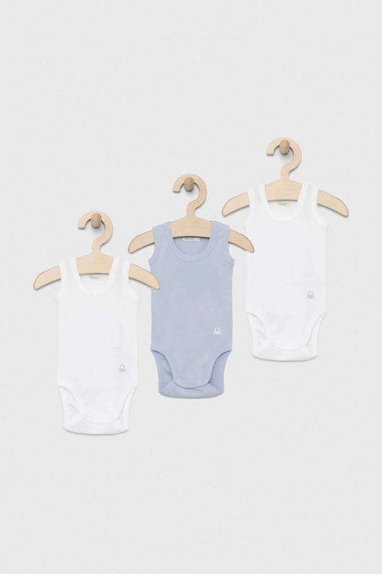 Дитяче бавовняне боді United Colors of Benetton 3-pack Для немовлят блакитний 3GI70B136.W.REPROPOSED