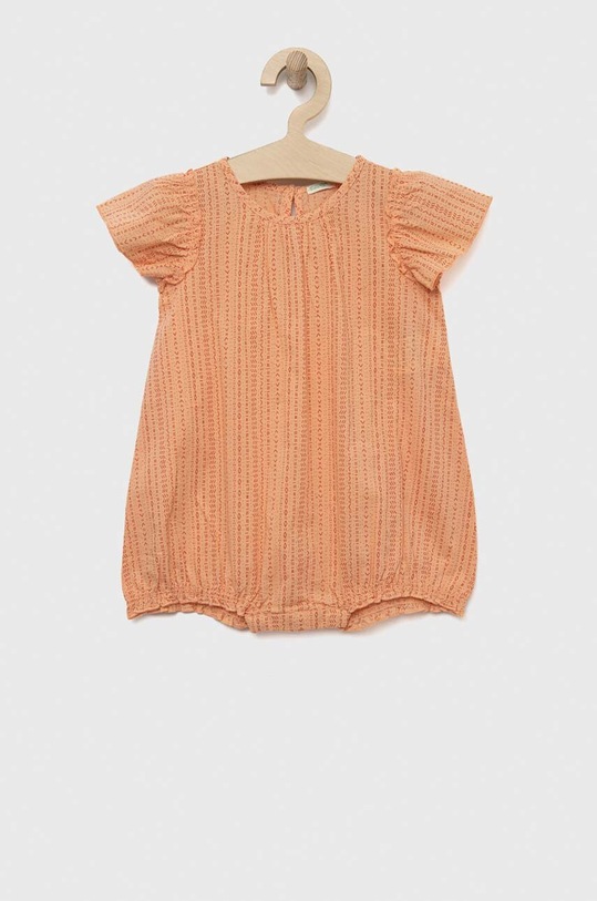 Otroški bombažni romper United Colors of Benetton Izdelek za dojenčke oranžna 4UHNAT00M.W.SEASONAL