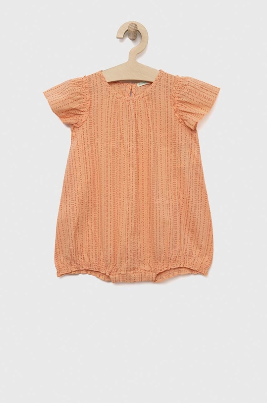 Otroški bombažni romper United Colors of Benetton Izdelek za dojenčke oranžna 4UHNAT00M.W.SEASONAL