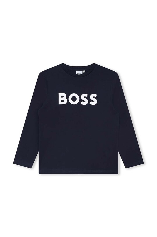 BOSS longsleeve bawełniany dziecięcy nadruk granatowy J25P25.114.150