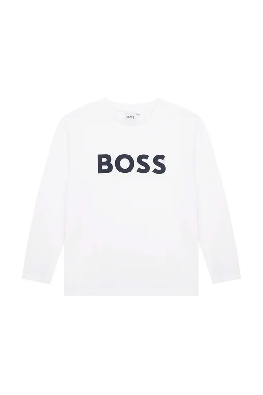 BOSS longsleeve bawełniany dziecięcy nadruk biały J25P25.162.174