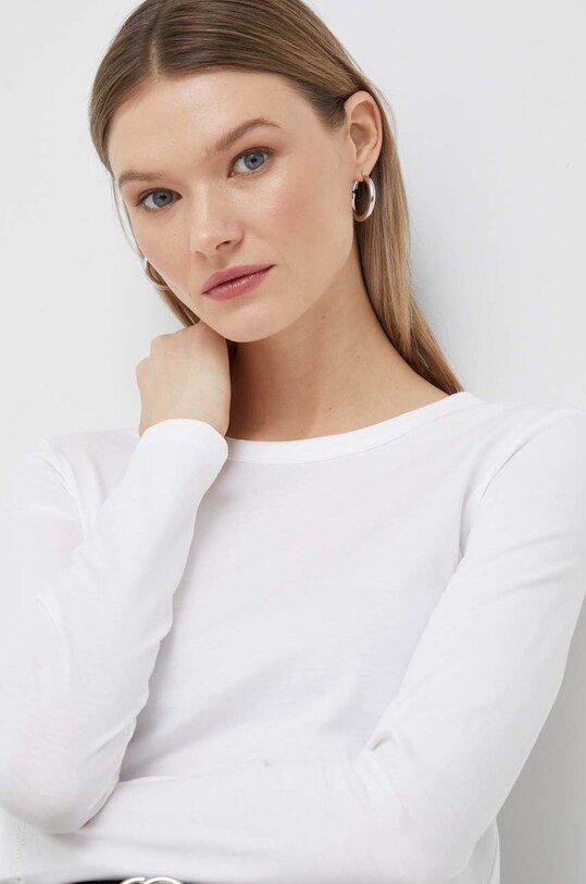 Памучна блуза с дълги ръкави Calvin Klein бял K20K205337.PPYX