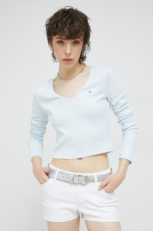 Лонгслів Tommy Jeans slim блакитний DW0DW14278.PPYX