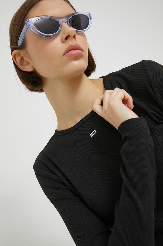 Tommy Jeans longsleeve czarny DW0DW14277.PPYX