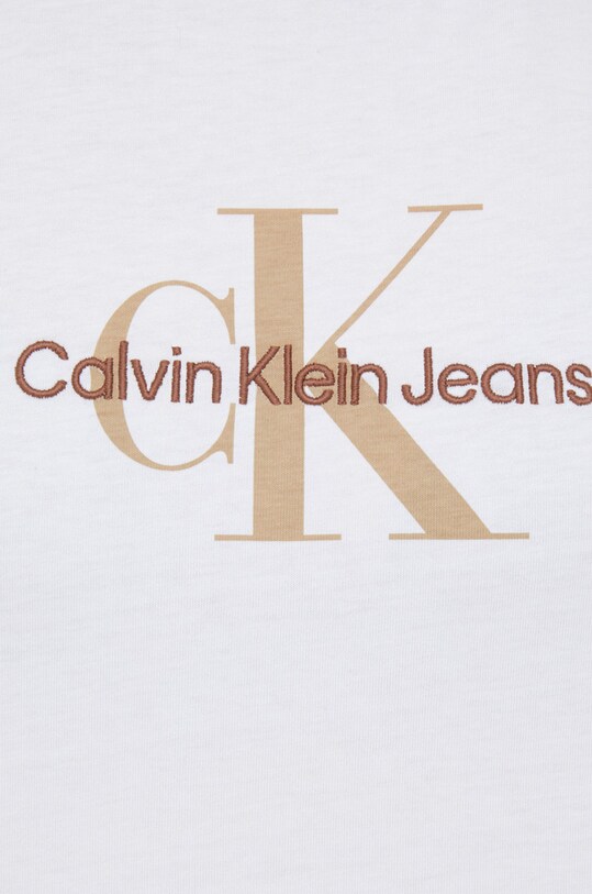 Bavlněné tričko s dlouhým rukávem Calvin Klein Jeans J20J220950.PPYX bílá