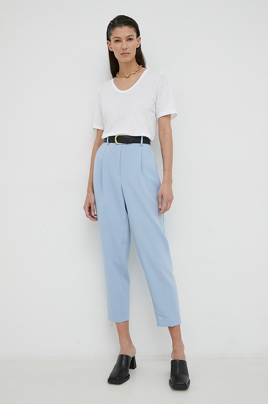 Μπλουζάκι με λινό μείγμα Tiger Of Sweden S71591001 λευκό SS23