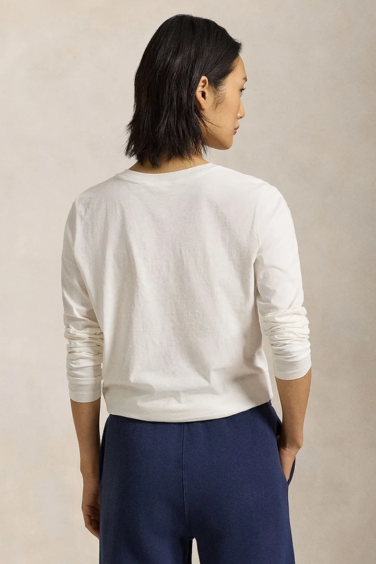 Bavlněné tričko s dlouhým rukávem Polo Ralph Lauren 211898699 bílá AA00