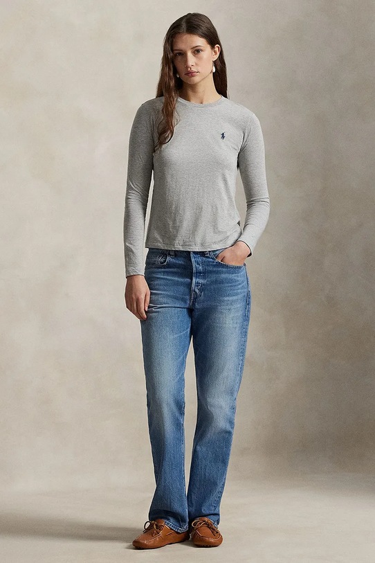 Ρούχα Βαμβακερή μπλούζα με μακριά μανίκια Polo Ralph Lauren 211898699 γκρί