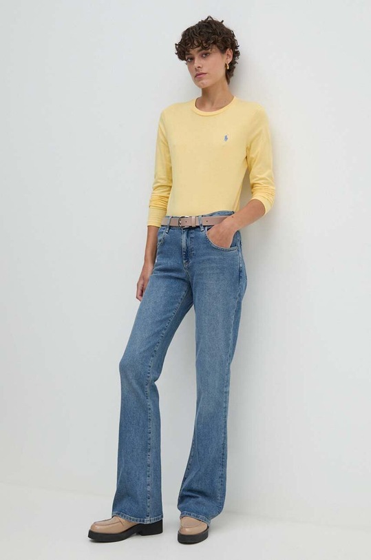Bavlněné tričko s dlouhým rukávem Polo Ralph Lauren 211898699 žlutá NC00