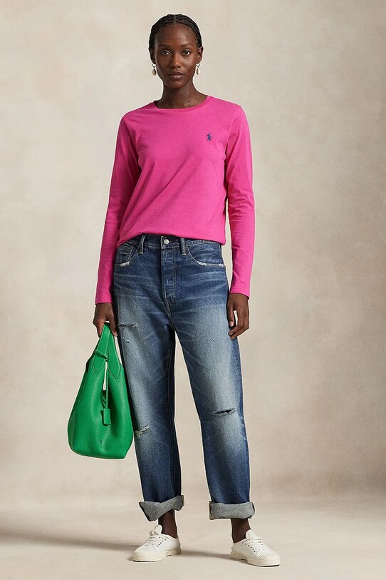 Одежда Хлопковый лонгслив Polo Ralph Lauren 211898699 розовый
