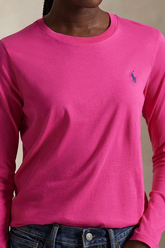 Bavlněné tričko s dlouhým rukávem Polo Ralph Lauren růžová 211898699