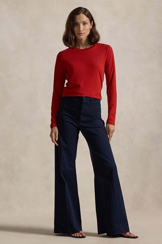 Одежда Хлопковый лонгслив Polo Ralph Lauren 211898699 красный