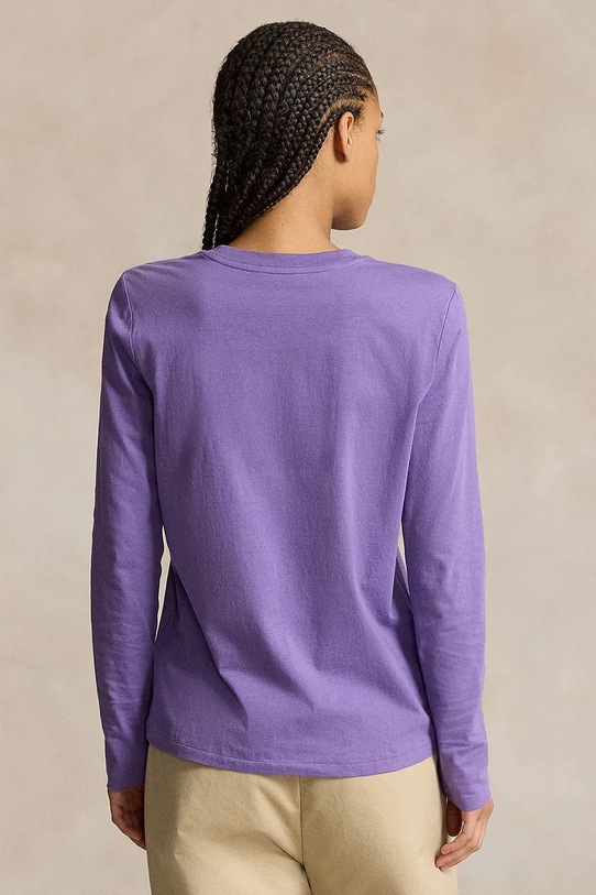 Bavlněné tričko s dlouhým rukávem Polo Ralph Lauren 211898699 fialová AA00