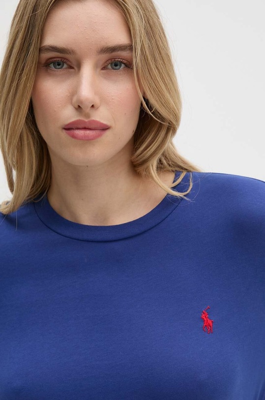 Памучна блуза с дълги ръкави Polo Ralph Lauren син 211898699