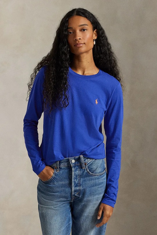 Хлопковый лонгслив Polo Ralph Lauren хлопок тёмно-синий 211898699