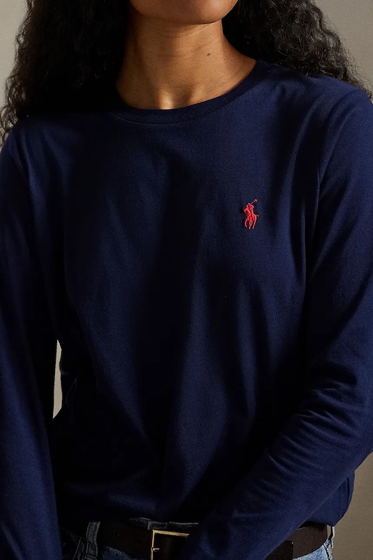 Бавовняний лонгслів Polo Ralph Lauren темно-синій 211898699