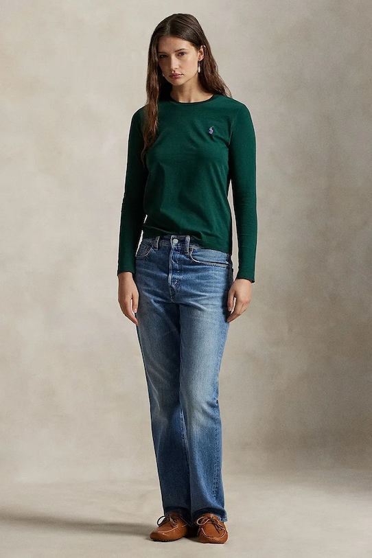 Oblečenie Bavlnené tričko s dlhým rukávom Polo Ralph Lauren 211898699 zelená