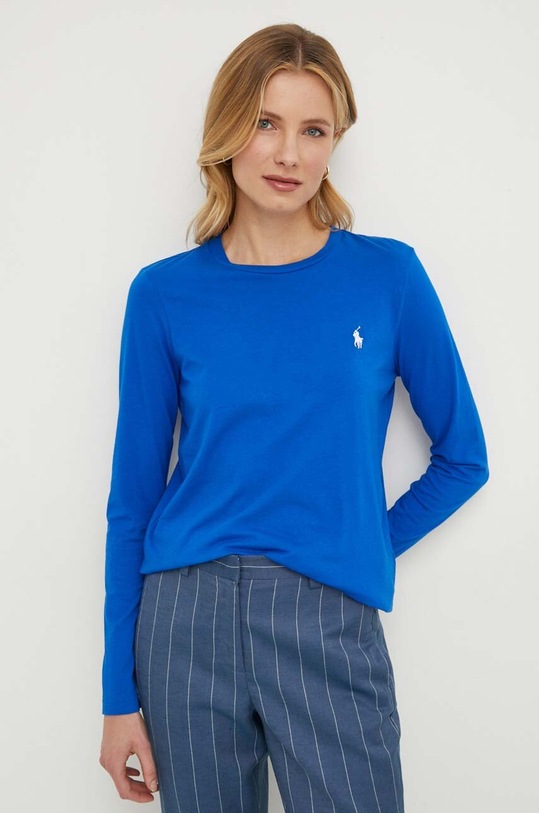 Bavlnené tričko s dlhým rukávom Polo Ralph Lauren modrá 211898699