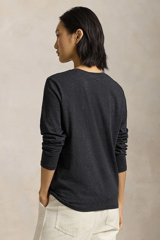 Bavlněné tričko s dlouhým rukávem Polo Ralph Lauren 211898699 černá AA00