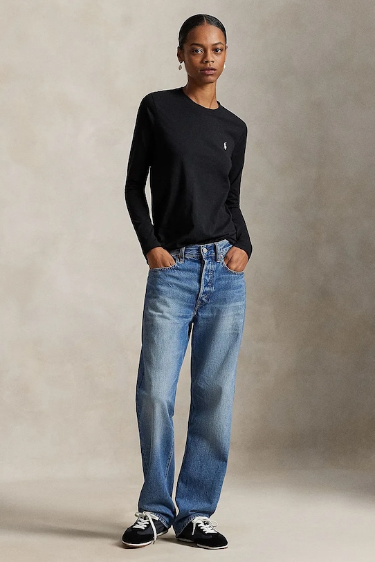 Abbigliamento Polo Ralph Lauren top a maniche lunghe in cotone 211898699 nero