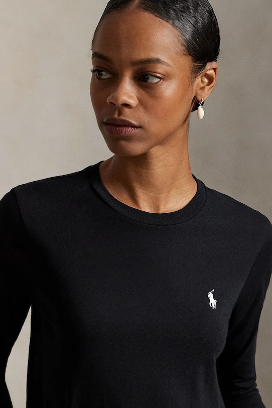 Polo Ralph Lauren top a maniche lunghe in cotone nero 211898699