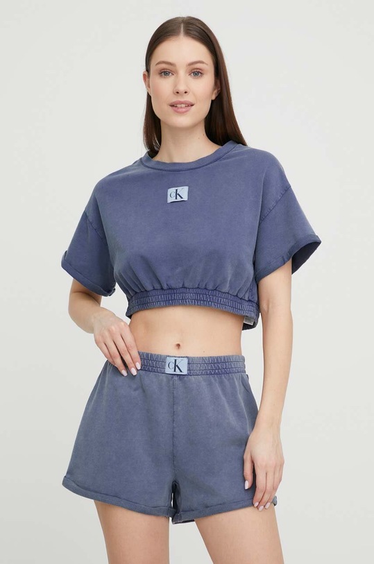 Calvin Klein tricou din bumbac imprimeu bleumarin KW0KW02088.PPYX