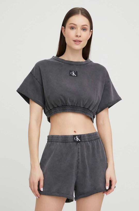 Памучна тениска Calvin Klein свободна сив KW0KW02088.PPYX