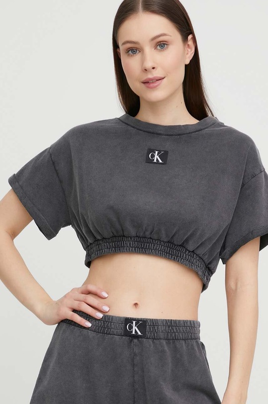 Дрехи Памучна тениска Calvin Klein KW0KW02088.PPYX сив