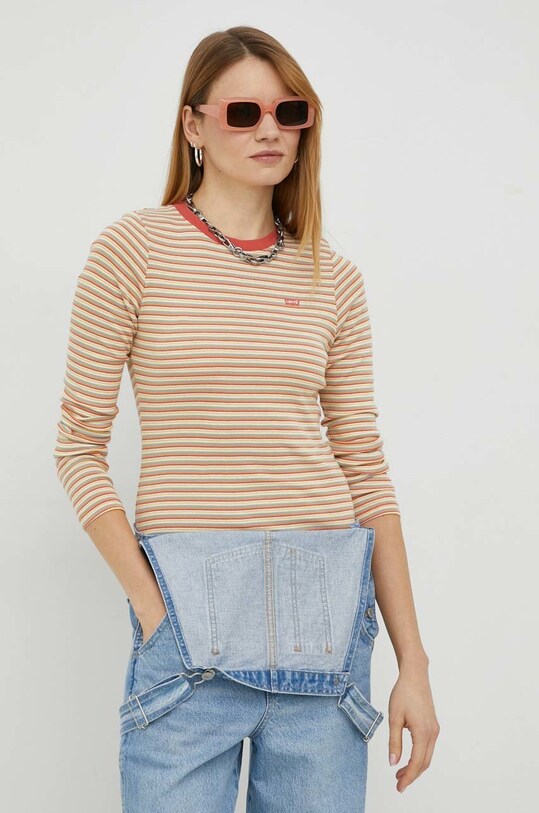 Bavlnené tričko s dlhým rukávom Levi's slim viacfarebná 69555.0042