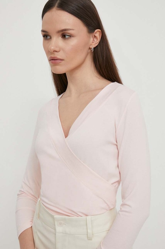 Tričko s dlouhým rukávem Lauren Ralph Lauren růžová 200824366