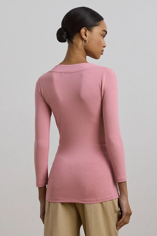 Tričko s dlhým rukávom Lauren Ralph Lauren 200824366 ružová AW24