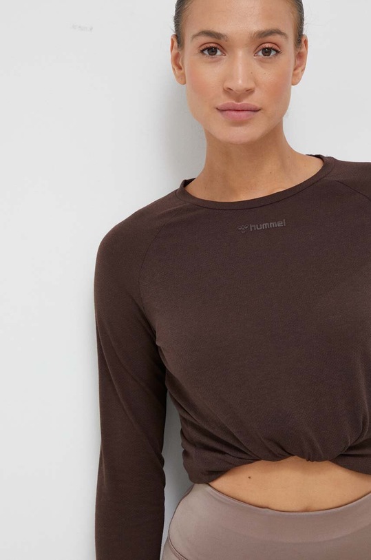 Hummel longsleeve treningowy hmlMT VANJA T-SHIRT regular brązowy 214244