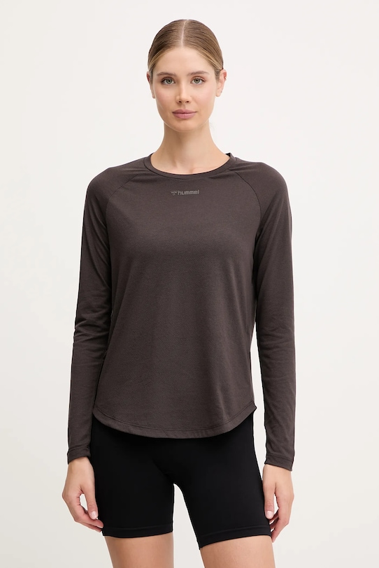Majica z dolgimi rokavi za vadbo Hummel Vanja Brez vzorca rjava 214244