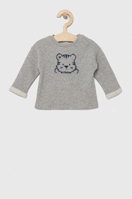 United Colors of Benetton longsleeve bawełniany niemowlęcy aplikacja szary 3J70A102M.W.SEASONAL