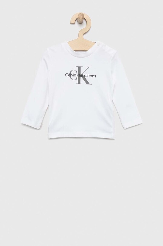 Дитячий лонгслів Calvin Klein Jeans з еластаном білий IN0IN00005.PPYX