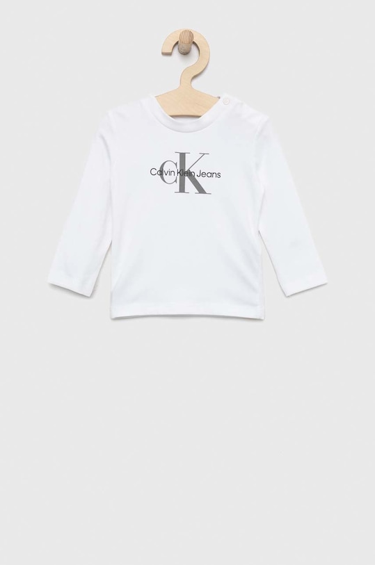 Calvin Klein Jeans longsleeve copii print alb IN0IN00005.PPYX